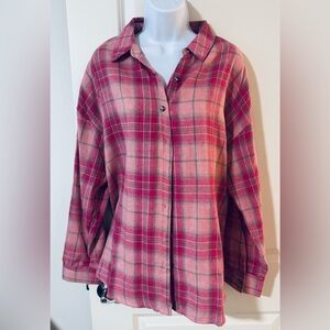 Wishlist Pink and Green Oversized Plaid Shirt